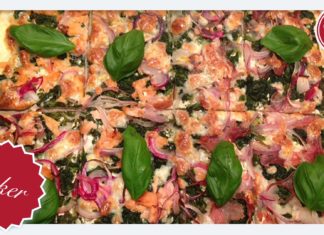 Flammkuchen Lachs/Spinat