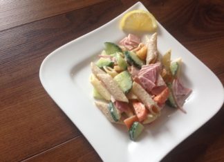 Nudelsalat – mit Pfirsich