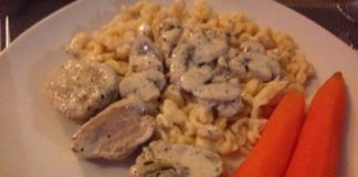 Spätzle mit Champignonsauce und Schweinefilet