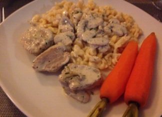 Spätzle mit Champignonsauce und Schweinefilet