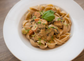 Vollkorn-Nudeln mit Rahm-Champignons aus dem Thermomix