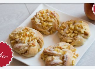 Apfelkringel, lockeres Hefegebäck