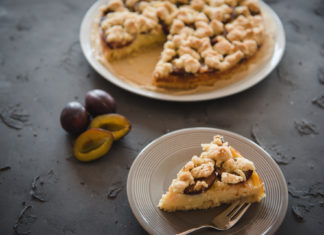 Zwetschgen-Pudding-Kuchen mit Streuseln aus dem Thermomix